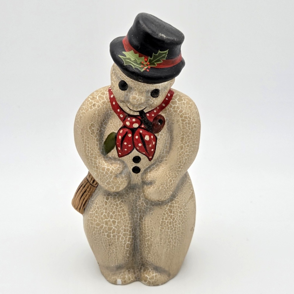 Vaillancourt Folk Art Snowman With Scarf And Pipe Figurine 1999‎ #610